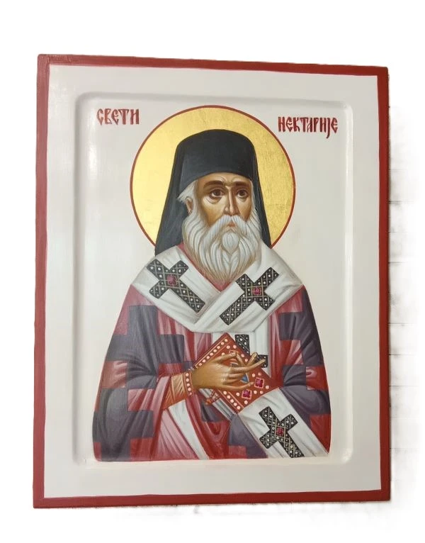 Осликана Икона Светог Нектарије / 20 х 25  