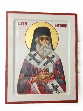 Осликана Икона Светог Нектарије / 20 х 25 